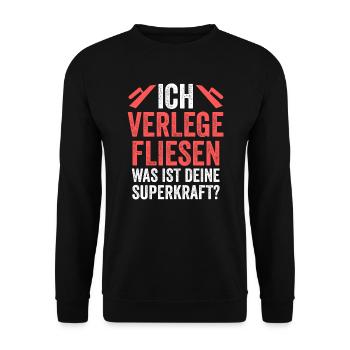 Fliesenleger Beruf Fliesenlegermeister Geschenk - Unisex Pullover - Schwarz - Vorne - Alina (178cm) & Michal (187cm)