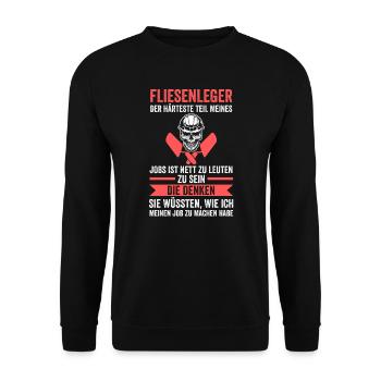 Fliesenleger Beruf Fliesen Geschenk - Unisex Pullover - Schwarz - Vorne - Alina (178cm) & Michal (187cm)