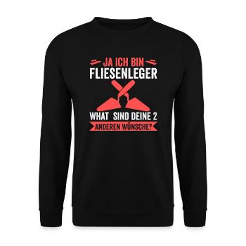 Fliesenleger Beruf Bodenleger Geschenk - Unisex Pullover - Schwarz - Vorne - Alina (178cm) & Michal (187cm)