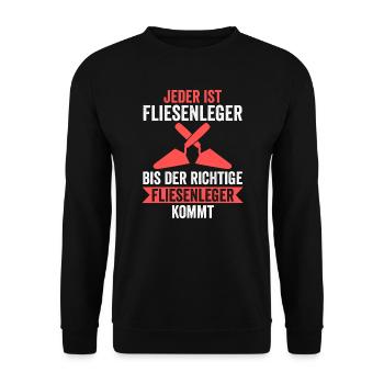 Fliesenleger Beruf Plattenleger Geschenk - Unisex Pullover - Schwarz - Vorne - Alina (178cm) & Michal (187cm)
