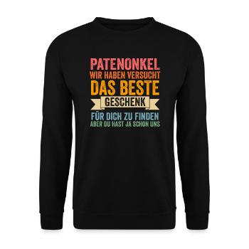 Patenonkel Familie Taufpate Geschenk - Unisex Pullover - Schwarz - Vorne - Alina (178cm) & Michal (187cm)