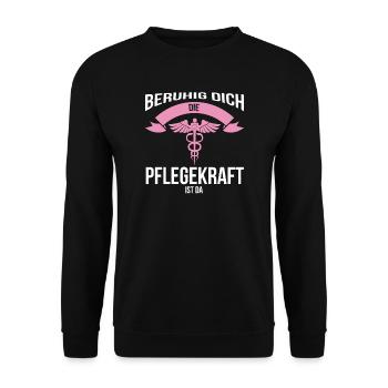 Pflegekraft Beruf Krankenpflege Geschenk - Unisex Pullover - Schwarz - Vorne - Alina (178cm) & Michal (187cm)