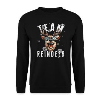 Christmas Motif Reindeer Xmas Team Reindeer - Unisex Sweatshirt - black - Front - Alina (178cm) & Michal (187cm)