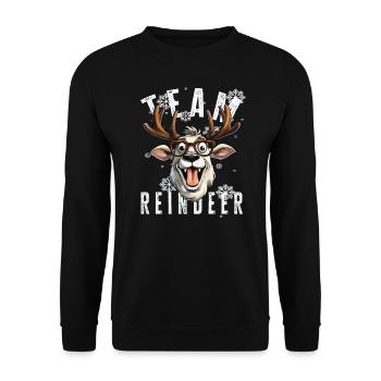 Christmas Motif Reindeer Xmas Team Reindeer - Unisex Sweatshirt - black - Front - Alina (178cm) & Michal (187cm)
