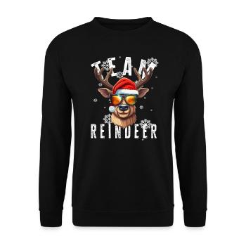 Christmas Motif Reindeer Xmas Team Reindeer - Unisex Sweatshirt - black - Front - Alina (178cm) & Michal (187cm)