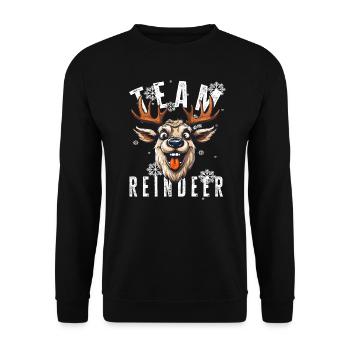 Christmas Motif Reindeer Xmas Team Reindeer - Unisex Sweatshirt - black - Front - Alina (178cm) & Michal (187cm)