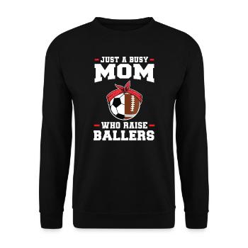baller fussball baller Geschenk - Unisex Pullover - Schwarz - Vorne - Alina (178cm) & Michal (187cm)