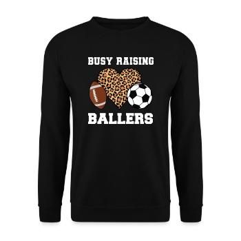 baller fussball baller Geschenk - Unisex Pullover - Schwarz - Vorne - Alina (178cm) & Michal (187cm)
