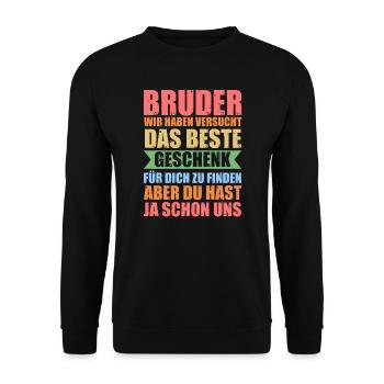 Bruder Familie Geschwister Geschenk - Unisex Pullover - Schwarz - Vorne - Alina (178cm) & Michal (187cm)