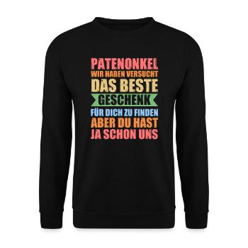 Patenonkel Familie Pate Geschenk - Unisex Pullover - Schwarz - Vorne - Alina (178cm) & Michal (187cm)
