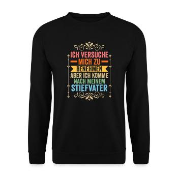 Stiefvater Familie Stiefpapa Geschenk - Unisex Pullover - Schwarz - Vorne - Alina (178cm) & Michal (187cm)