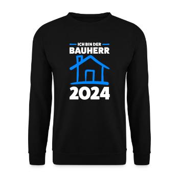 Bauherr 2024 Hausbau Häuslebauer Geschenk - Unisex Pullover - Schwarz - Vorne - Alina (178cm) & Michal (187cm)