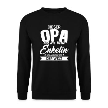 Opa & Enkelin Familie Großvater Geschenk - Unisex Pullover - Schwarz - Vorne - Alina (178cm) & Michal (187cm)