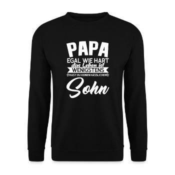 Papa & Sohn Familie Papa Geschenk - Unisex Pullover - Schwarz - Vorne - Alina (178cm) & Michal (187cm)