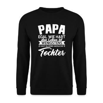 Papa & Tochter Familie Papa Geschenk - Unisex Pullover - Schwarz - Vorne - Alina (178cm) & Michal (187cm)
