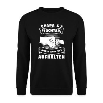 Papa & Tochter Familie Papa Geschenk - Unisex Pullover - Schwarz - Vorne - Alina (178cm) & Michal (187cm)