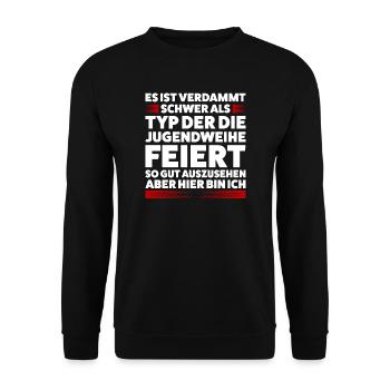 Jugendweihe Jugend Teenager Feier Geschenk - Unisex Pullover - Schwarz - Vorne - Alina (178cm) & Michal (187cm)