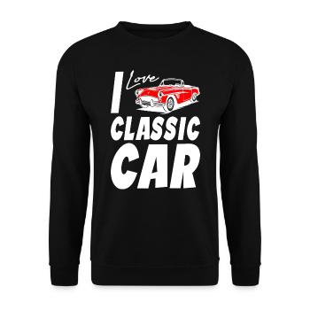 I Love Classic Car - Unisex Pullover - Schwarz - Vorne - Alina (178cm) & Michal (187cm)