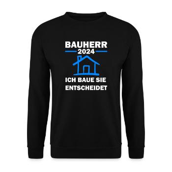 Bauherr 2024 Hausbau Bauleiter Geschenk - Unisex Pullover - Schwarz - Vorne - Alina (178cm) & Michal (187cm)