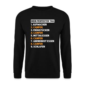 Campen Camping Camper Geschenk - Unisex Pullover - Schwarz - Vorne - Alina (178cm) & Michal (187cm)