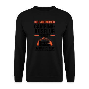 Campen Camping Campingplatz Geschenk - Unisex Pullover - Schwarz - Vorne - Alina (178cm) & Michal (187cm)