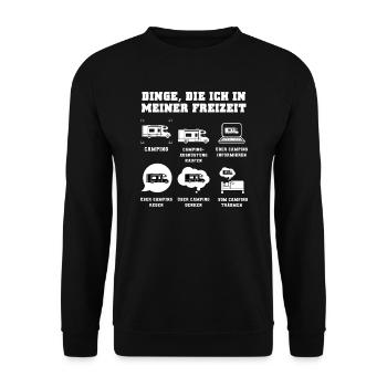 Campen Camping Camper Geschenk - Unisex Pullover - Schwarz - Vorne - Alina (178cm) & Michal (187cm)