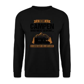 Campen Camping Camper Geschenk - Unisex Pullover - Schwarz - Vorne - Alina (178cm) & Michal (187cm)