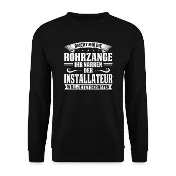 Installateur Beruf Anlagenmechaniker Geschenk - Unisex Pullover - Schwarz - Vorne - Alina (178cm) & Michal (187cm)