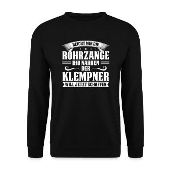Klempner Beruf Installateur Geschenk - Unisex Pullover - Schwarz - Vorne - Alina (178cm) & Michal (187cm)