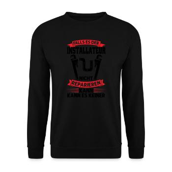 Installateur Beruf Installateurmeister Geschenk - Unisex Pullover - Schwarz - Vorne - Alina (178cm) & Michal (187cm)