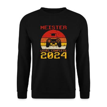 Meister 2024 Meister bestanden Meisterbrief Gesche - Unisex Pullover - Schwarz - Vorne - Alina (178cm) & Michal (187cm)