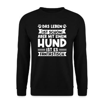 Hund Hunde Haustiere Geschenk - Unisex Pullover - Schwarz - Vorne - Alina (178cm) & Michal (187cm)