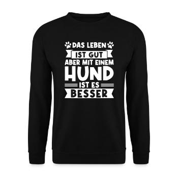 Hund Hunde Haustiere Geschenk - Unisex Pullover - Schwarz - Vorne - Alina (178cm) & Michal (187cm)