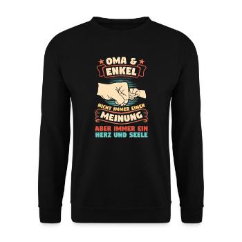 Oma Familie grossmuter Geschenk - Unisex Pullover - Schwarz - Vorne - Alina (178cm) & Michal (187cm)