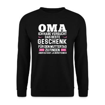 Oma Familie grossmuter Geschenk - Unisex Pullover - Schwarz - Vorne - Alina (178cm) & Michal (187cm)