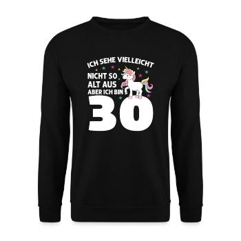 Geburtstag Geburtstagfeier dreizig Jahre alt Gesch - Unisex Pullover - Schwarz - Vorne - Alina (178cm) & Michal (187cm)