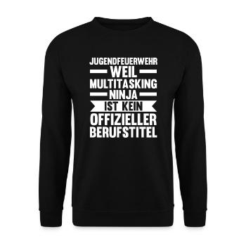 Jugend Feuerwehr Jugendfeuerwehr Geschenk - Unisex Pullover - Schwarz - Vorne - Alina (178cm) & Michal (187cm)