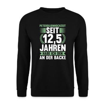 12,5 Jahre Ehe Ehefrau Ehepaar Geschenk - Unisex Pullover - Schwarz - Vorne - Alina (178cm) & Michal (187cm)