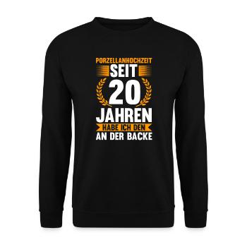 20 Jahre Ehe Ehefrau Ehepaar Geschenk - Unisex Pullover - Schwarz - Vorne - Alina (178cm) & Michal (187cm)