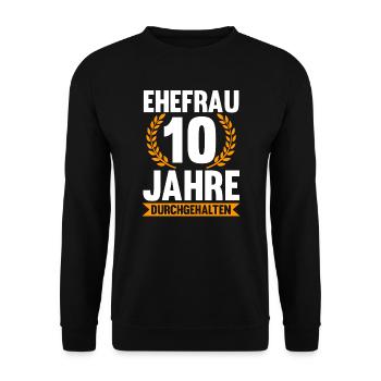 10 Jahre Ehe Ehefrau Rosenhochzeit Geschenk - Unisex Pullover - Schwarz - Vorne - Alina (178cm) & Michal (187cm)