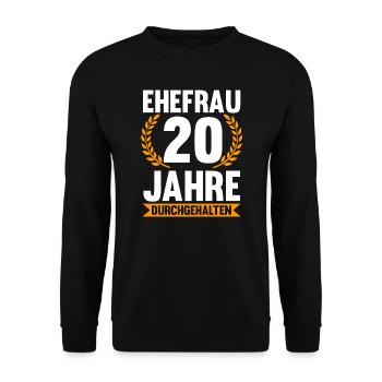 20 Jahre Ehe Ehefrau 20. Hochzeitstag Geschenk - Unisex Pullover - Schwarz - Vorne - Alina (178cm) & Michal (187cm)