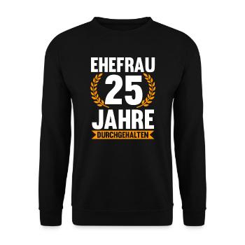 25 Jahre Ehe Ehefrau Silberhochzeit Geschenk - Unisex Pullover - Schwarz - Vorne - Alina (178cm) & Michal (187cm)