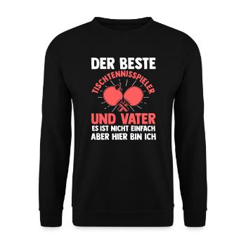 Tischtennis Papa Vater Geschenk - Unisex Pullover - Schwarz - Vorne - Alina (178cm) & Michal (187cm)