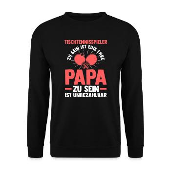 Tischtennis Papa Tischtennis Papa Geschenk - Unisex Pullover - Schwarz - Vorne - Alina (178cm) & Michal (187cm)