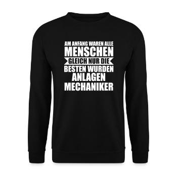 Anlagenmechaniker Beruf Heizungsbauer Geschenk - Unisex Pullover - Schwarz - Vorne - Alina (178cm) & Michal (187cm)