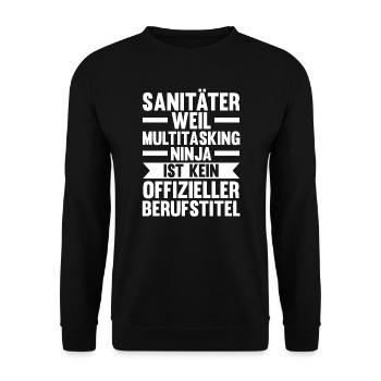 Sanitäter Beruf Rettungssanitäter Geschenk - Unisex Pullover - Schwarz - Vorne - Alina (178cm) & Michal (187cm)