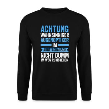 Optiker Beruf Sehschärfe Geschenk - Unisex Pullover - Schwarz - Vorne - Alina (178cm) & Michal (187cm)