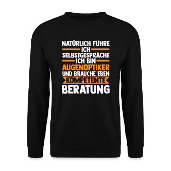 Optiker Beruf Augenoptiker Geschenk - Unisex Pullover - Schwarz - Vorne - Alina (178cm) & Michal (187cm)
