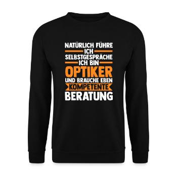Optiker Beruf Brillen Laden Geschenk - Unisex Pullover - Schwarz - Vorne - Alina (178cm) & Michal (187cm)