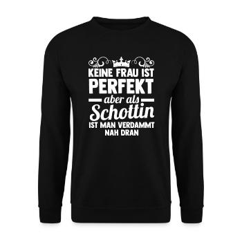 Schottin Land Schottische Flagge Geschenk - Unisex Pullover - Schwarz - Vorne - Alina (178cm) & Michal (187cm)